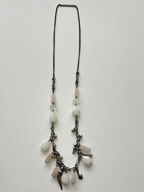 All Saints Cube pink and white Clusters Necklace